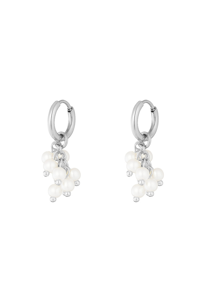 Earring with pearl bobbin - silver  