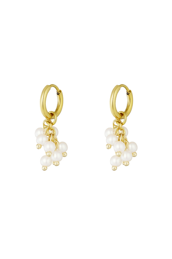 Earring with pearl bobbin - gold