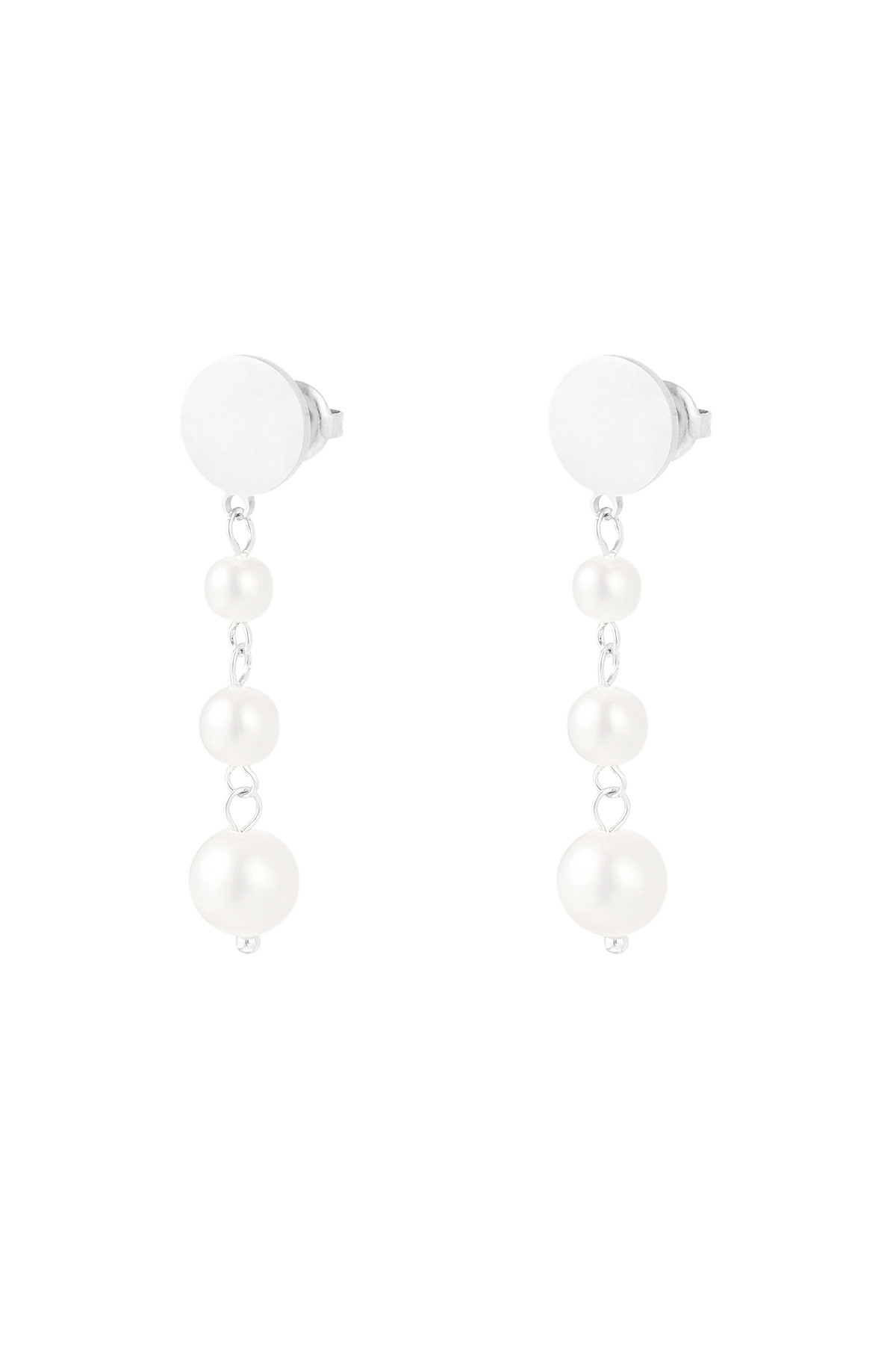 Pendientes colgantes con perlas - plata