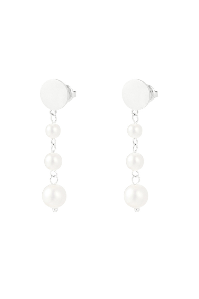 Pendientes colgantes con perlas - plata 