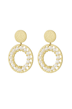 Double circle earrings with pearls - gold h5 