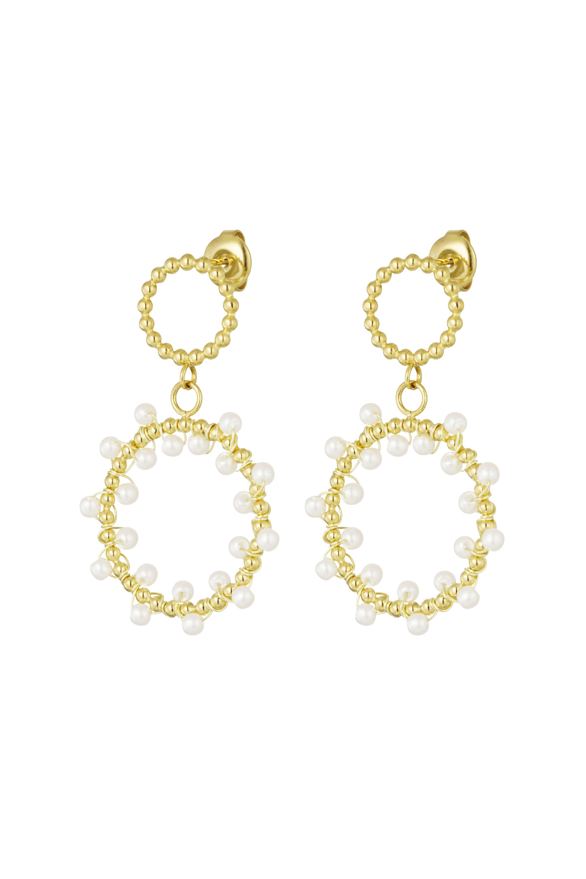 Earrings round pearl party - Gold color 2