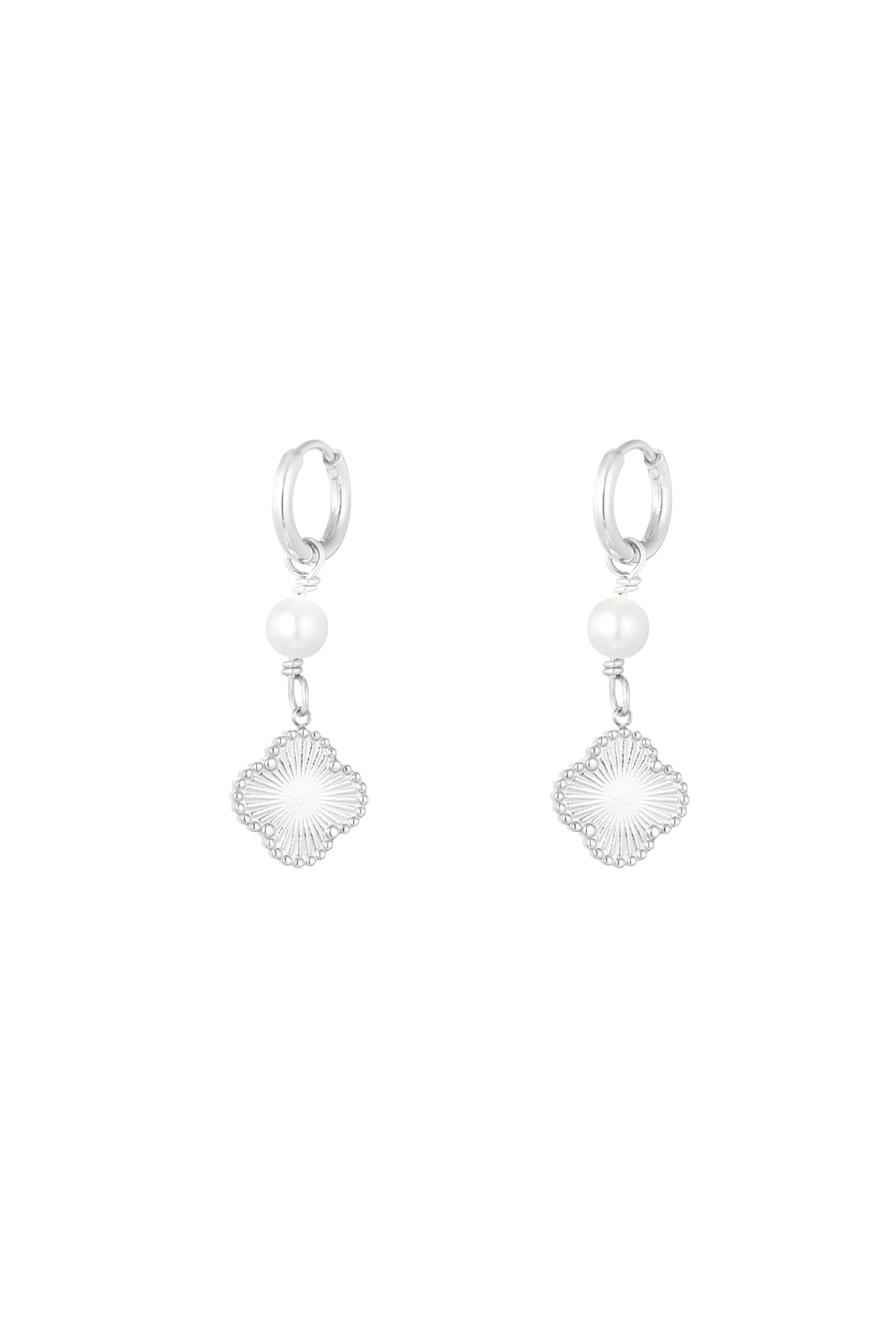 Earrings clover pearl dream - silver
