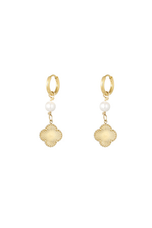 Earrings clover pearl dream - gold h5 