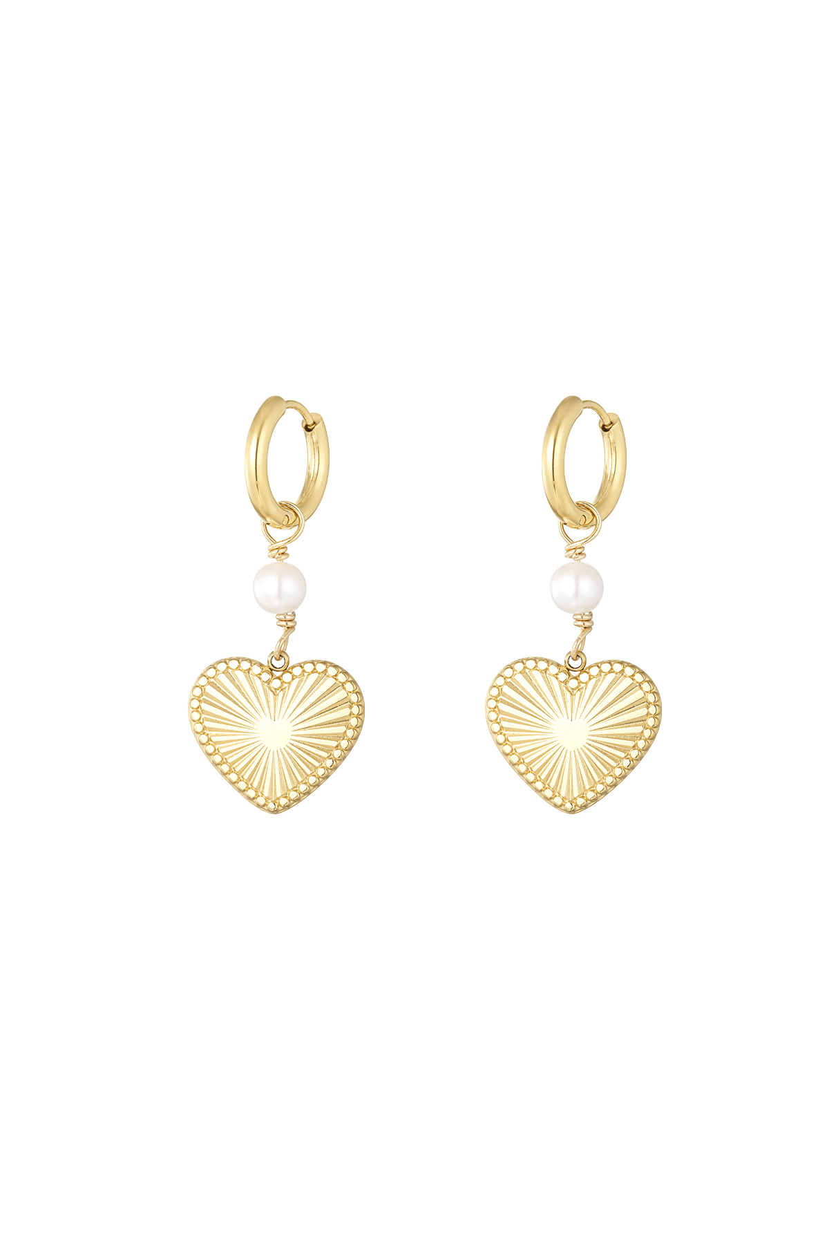 Earrings lovely pearl - gold h5 