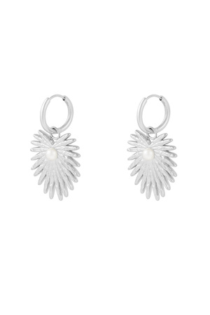 Earrings palm pearl - silver h5 