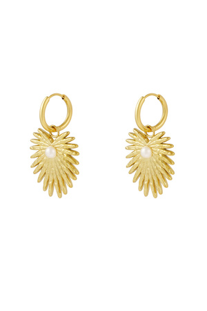 Earrings palm pearl - gold h5 