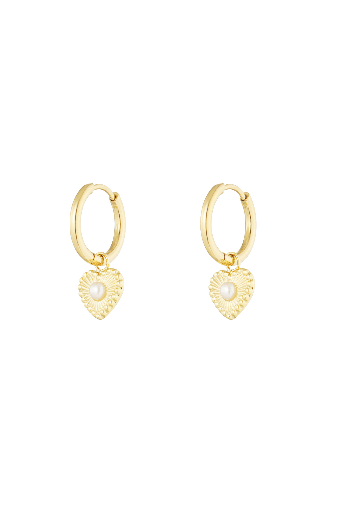 Earrings heart detail with pearl - gold h5 