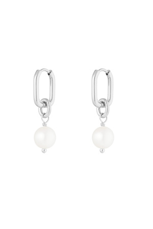 Classic earring pearl charm - silver h5 