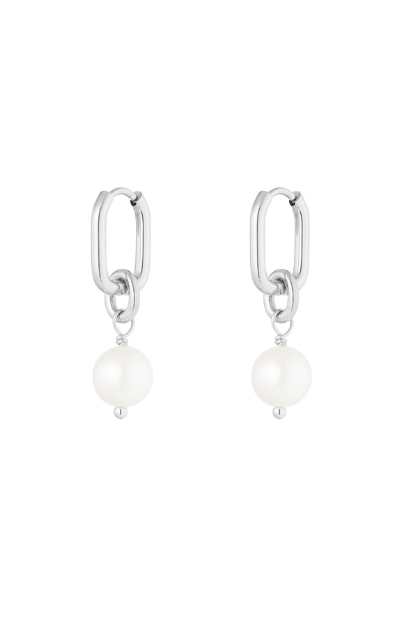 Classic earring pearl charm - silver