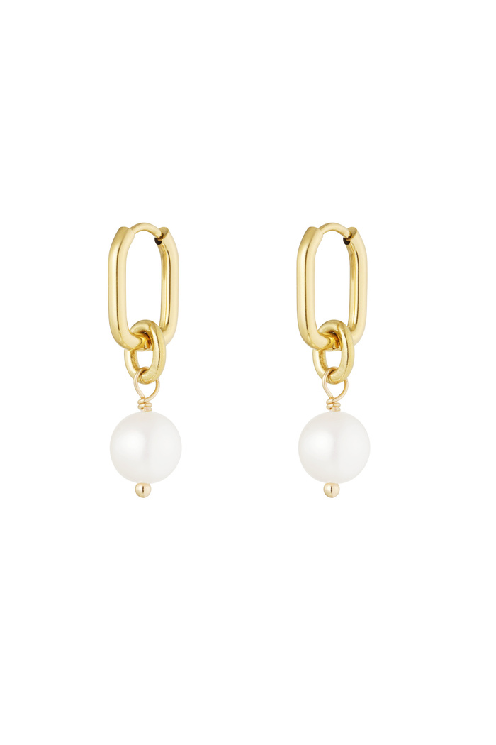 Classic earring pearl charm - gold 