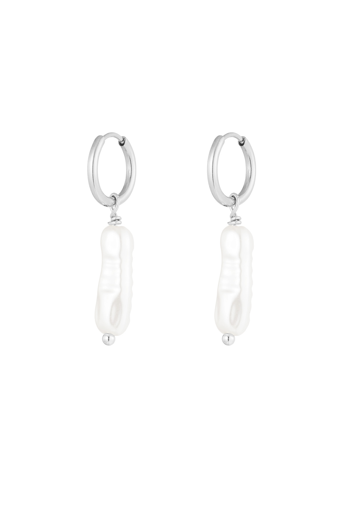 Earrings elongated pearl - silver