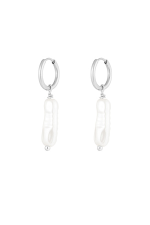 Earrings elongated pearl - silver h5 