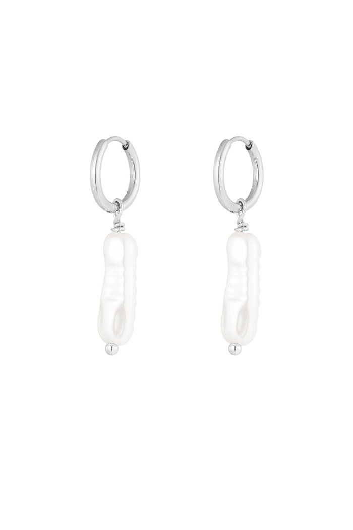 Earrings elongated pearl - silver 