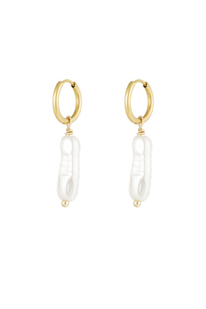 Earrings elongated pearl - gold h5 