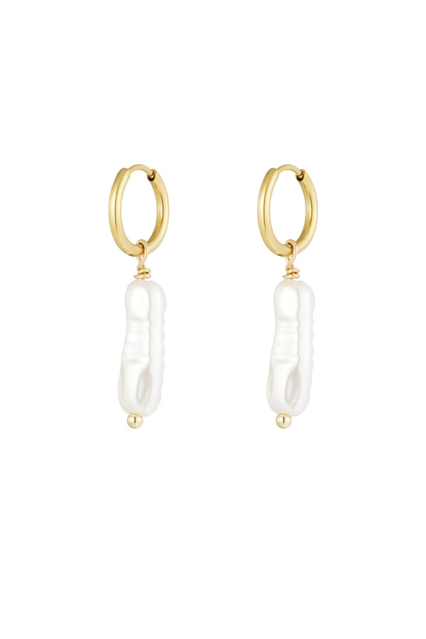 Earrings elongated pearl - gold