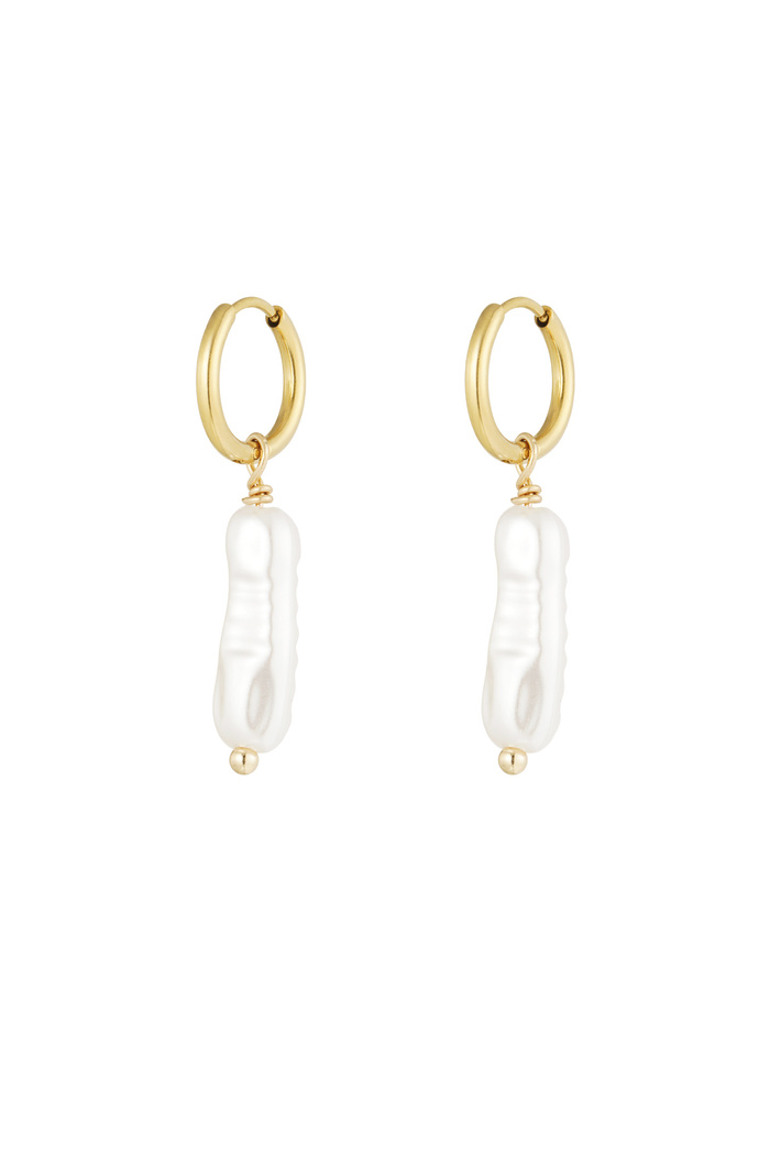 Earrings elongated pearl - gold 