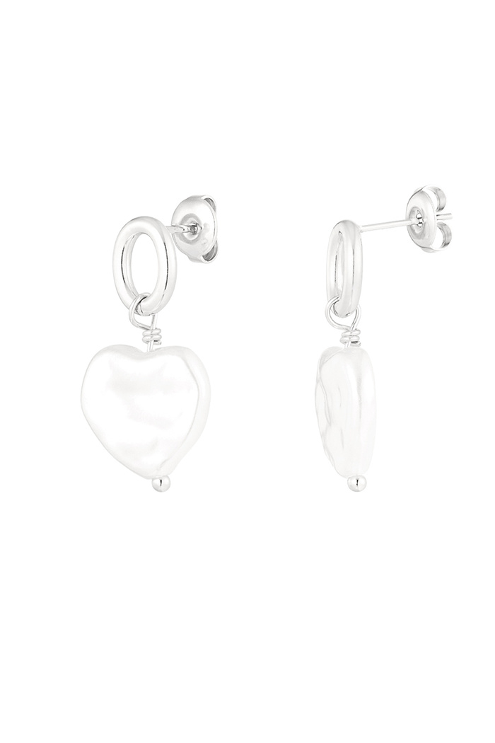 Boucle d'oreille avec perle en forme de coeur - argent 