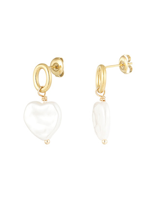 Boucle d'oreille avec perle en forme de coeur - dorée h5 