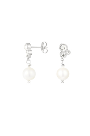 Earring with stones and pearl pendant - silver h5 
