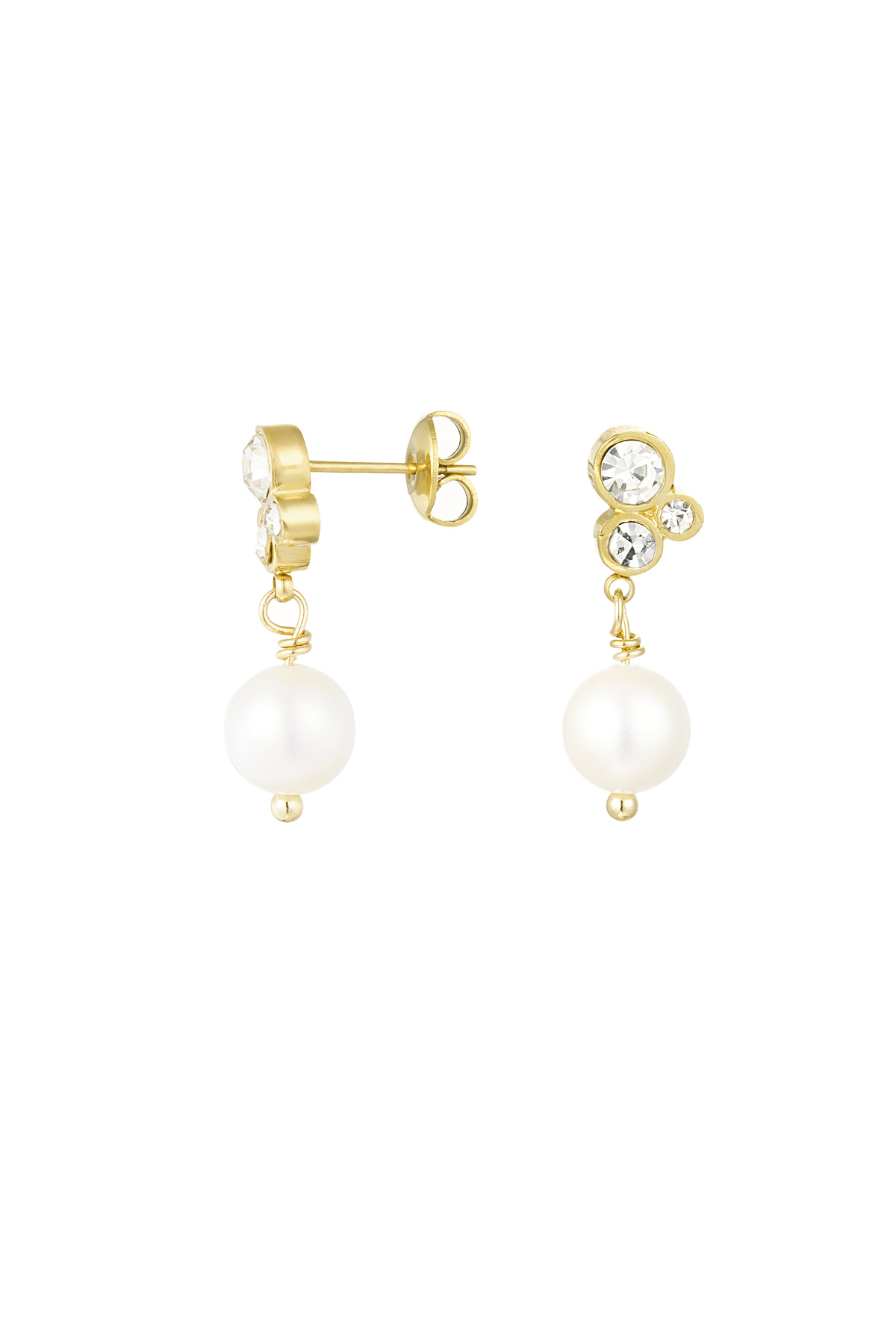 Earring with stones and pearl pendant - Gold color 2