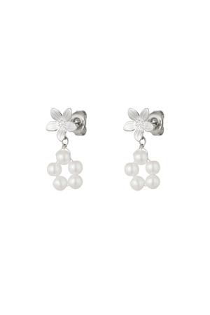 Earrings pearl flower - silver h5 