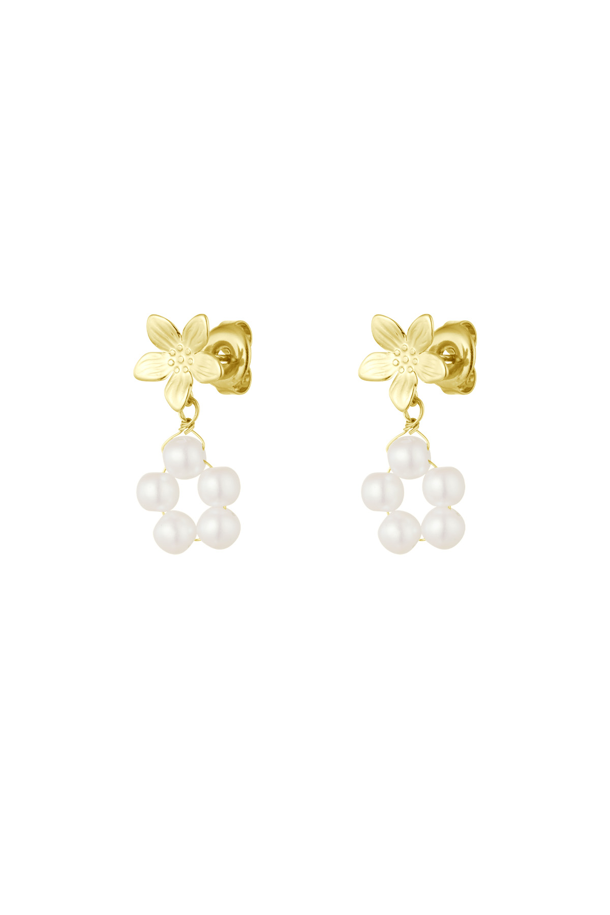 Earrings pearl flower - Gold color