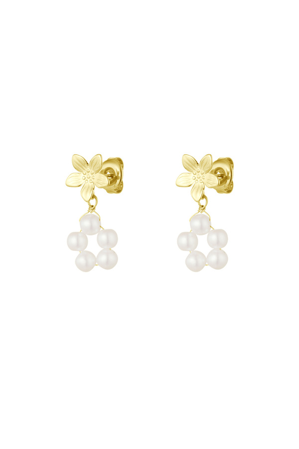 Earrings pearl flower - gold