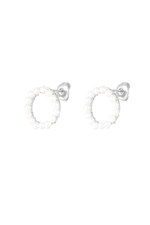 Round earring with pearls - silver h5 