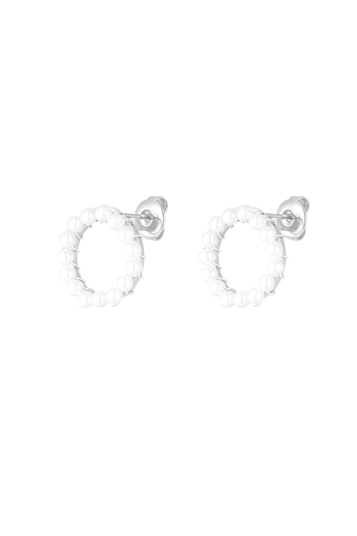 Round earring with pearls - silver 