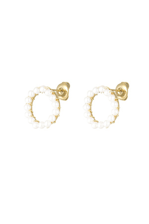 Round earring with pearls - gold h5 