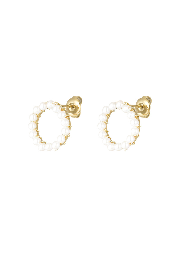 Round earring with pearls - gold