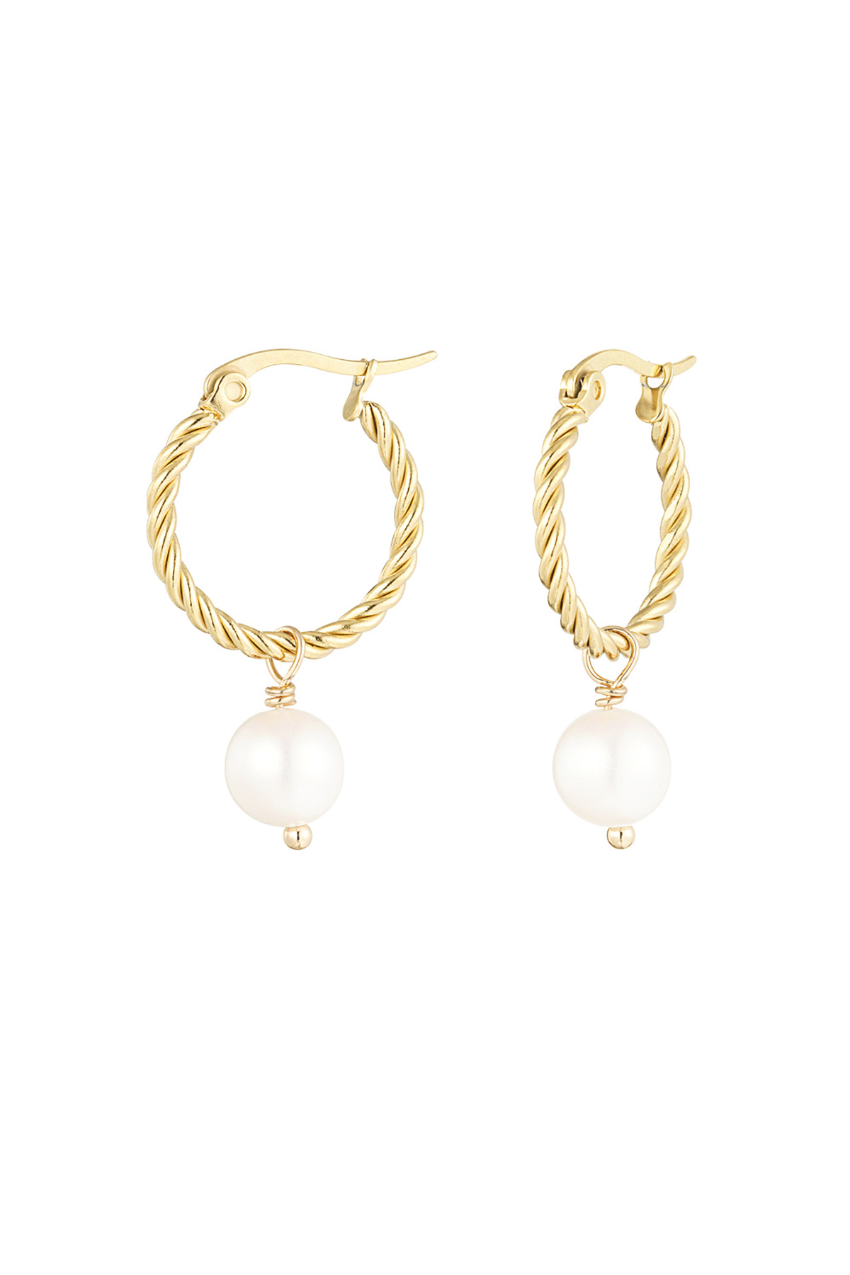 Round rope earring with pearl pendant 2