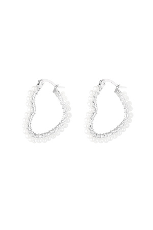 Heart shaped earring with pearls - silver h5 