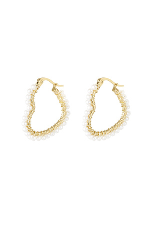 Heart shaped earring with pearls - gold h5 