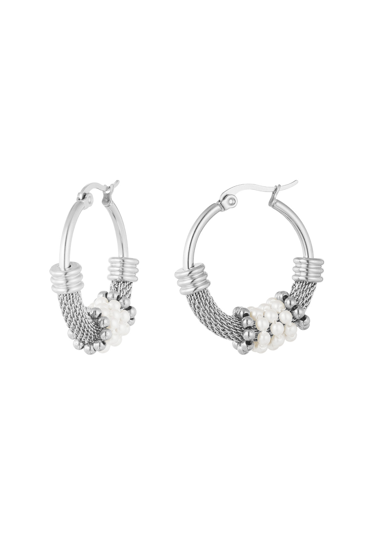 Earrings bohemian pearl - silver