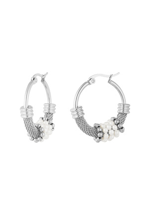 Earrings bohemian pearl - silver h5 