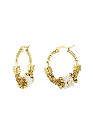 Earrings bohemian pearl - gold h5 