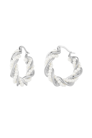 Twisted earring pearl party - silver h5 
