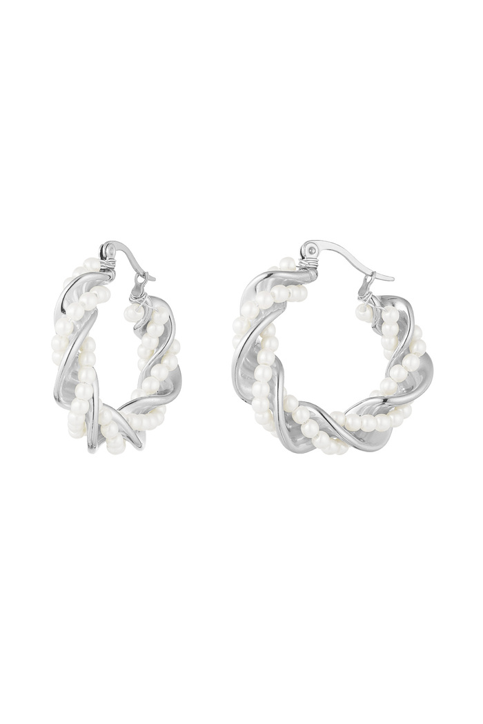 Twisted earring pearl party - silver 