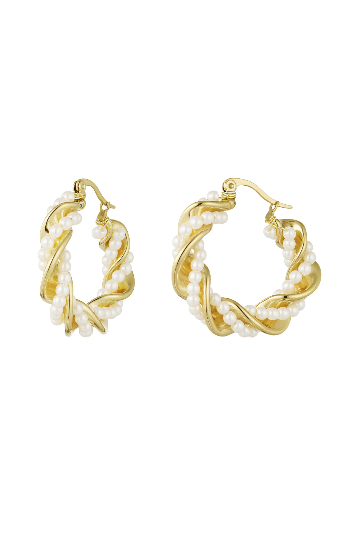 Twisted earring pearl party - Gold color 2