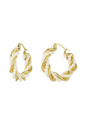 Twisted earring pearl party - gold h5 