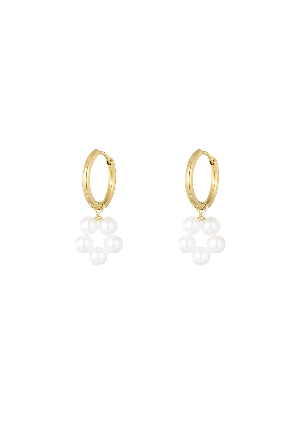 Earring with pearl flower pendant - gold