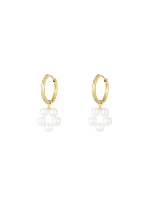 Earring with pearl flower pendant - gold h5 