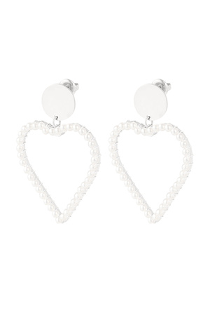 Earring with pearl in heart shape - silver h5 