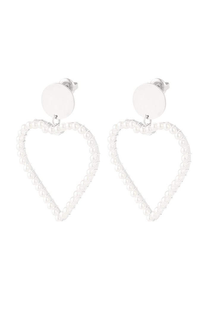 Earring with pearl in heart shape - silver 