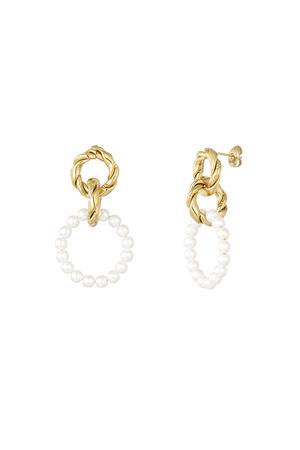 Earring with round pearl pendant - gold h5 