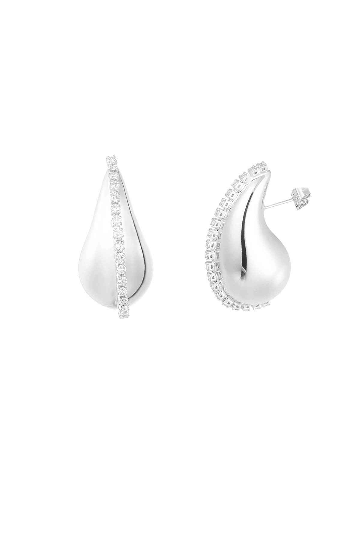 Drop earring with stones - silver