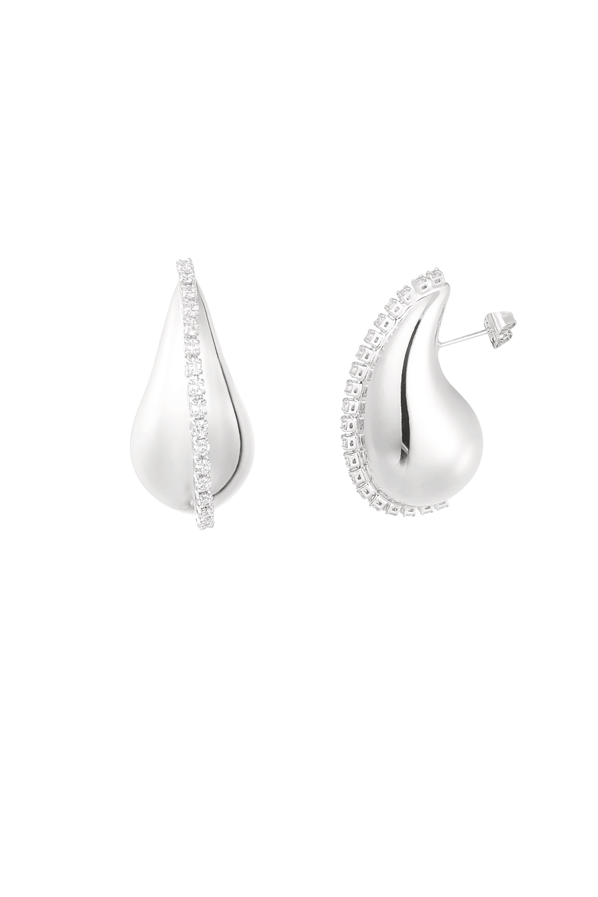 Drop earring with stones - Silver Color color