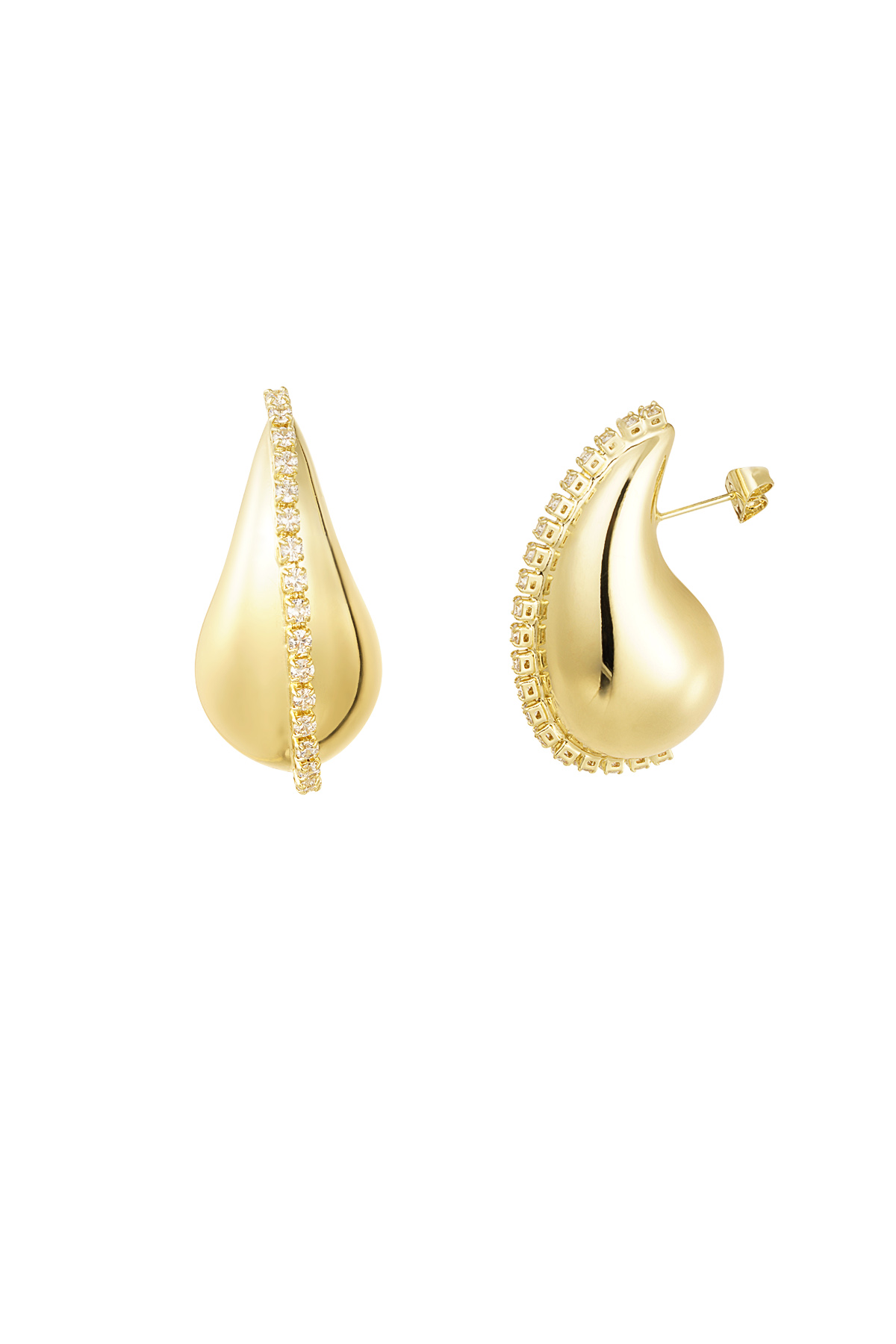 Drop earring with stones - gold